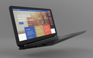 mockup of a laptop floating-angled over a solid background