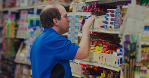 Employee working at a supermarket