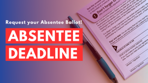 A blank absentee ballot with a green pen beside it.