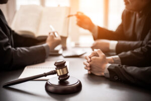 Group of business people and lawyers in discussion
