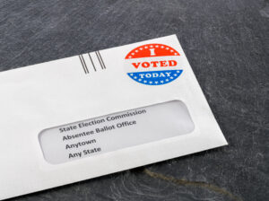 Envelope addressed to state election committee for voting by mail