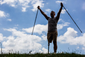 Open minded young man with disability enjoying his life